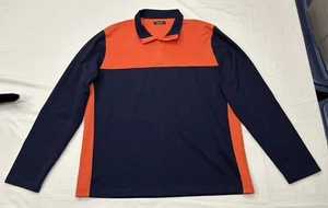 Alfani Mens 1/4 Zip Long Sleeve Stretch Polo Shirt Blue Orange Size XL Polyester - Picture 1 of 5