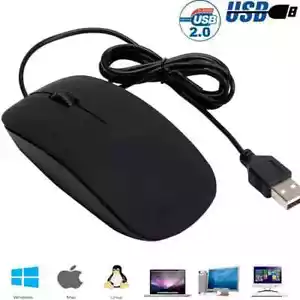 Wired USB Optical Mouse For Pc Acer Laptop Computer Scroll Wheel Black Mice UK - Picture 1 of 9