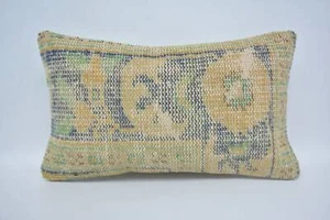 Turkish Kilim Pillow, Kilim Pillow, 12"x20" Blue Cushion Cover, Turkish Pillow - Picture 1 of 6