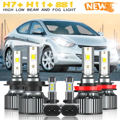 Combo faros LED de haz alto bajo luz antiniebla 6x bombillas para Hyundai Elantra 2014-2018 Foto 1 de 4