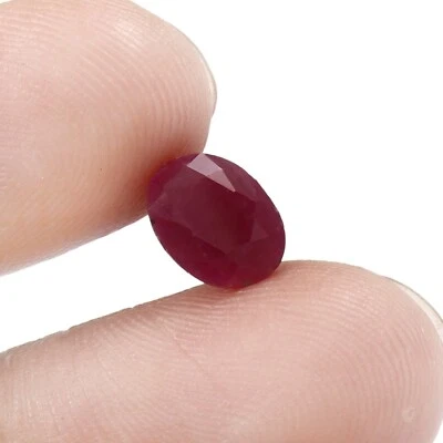 2.59 CT CERTIFIED 100% Natural Unheated Mozambique Ruby Oval Loose Gemstone Cut - Image 1 of 4