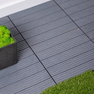 10 x Garden Patio Interlocking Composite Decking Floor Tiles 30x30cm Cool Grey - Picture 1 of 7