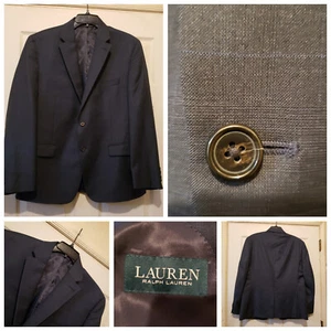 Lauren Ralph Lauren Blazer Mens 42S Blue Wool Career Office Jacket Unstructured - Picture 1 of 16