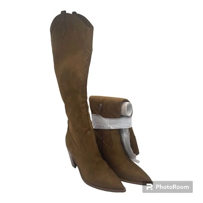 Botas de gamuza Nine West Kliva 2 medianas naturales marrón hasta la rodilla talla 9,5 nuevas en caja Foto 1 de 4