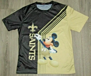 BOYS SIZE LARGE MICKEY MOUSE NEW ORLEANS SAINTS FOOTBALL TEAM SHIRT NWT - Picture 1 of 2