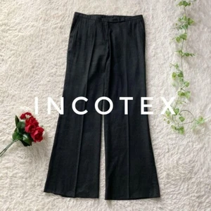 INCOTEX Center Press Wide Slacks Linen Blend Dark Navy 42 Made in Japan so - Picture 1 of 13
