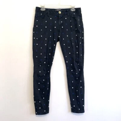 Calça de tornozelo BANANA REPUBLIC azul Hayley Dot skinny bordada marinha bolinhas 27 - Imagem 1 de 4