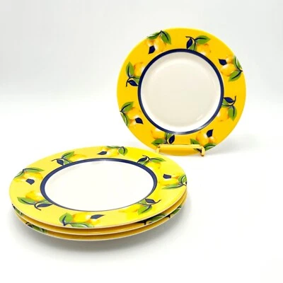 4pc Luminarc Zest Lemon Yellow Plates 8" Made In France Preppy Boho Organic - Image 1 of 4