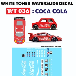 WT036 White Toner Waterslide Decal COCACOLA For Custom 1:64 Hot Wheels  - Picture 1 of 6