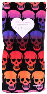 Betsey Johnson Ultra Soft Plush Throw Florescent Skulls Multicolor 50 x 60 BNWT - Picture 1 of 5