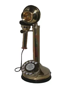 Vintage alter Kerzenständer Messing Telefon Antik Anfang 20. Jahrhundert GEc - Bild 1 von 5