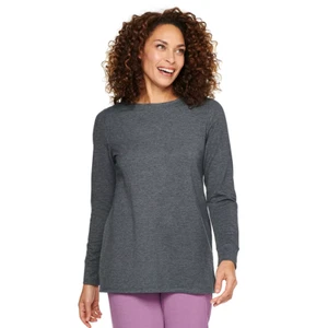 Women's Large Croft & Barrow Athleisure Crewneck Sweatshirt in Cannonball Grey - Picture 1 of 6
