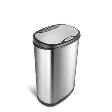 DZT-50-13 Automatic Touchless Motion Sensor Oval Trash Can with Black Top, 13...