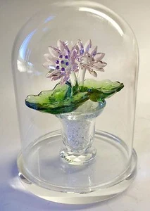 XL 5.5" Stunning Crystal Enchanted Pink Lotus Terrarium Dome With Loose Crystals - Imagen 1 de 5