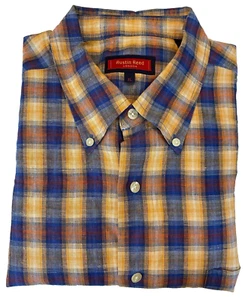 Austin Reed 60% Linen / 40% Cotton Shirt Mens XL Plaid Short Sleeve NEW - Picture 1 of 9