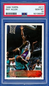 1996-97 Topps Ray Allen RC Rookie #217 PSA 10 Milwaukee Bucks Hall Of Famer - Bild 1 von 2