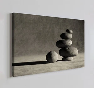 Stacked Rocks Zen Relaxing Canvas Print Wall Art, Home Decor Wall Hanging - Picture 1 of 10