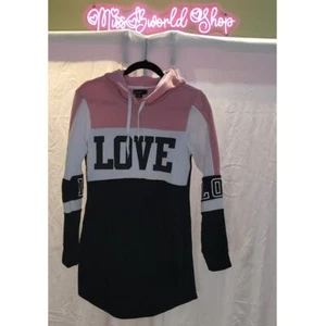 Girls Pink Love Sweater Dress Hoodie Size Large - Picture 1 of 4