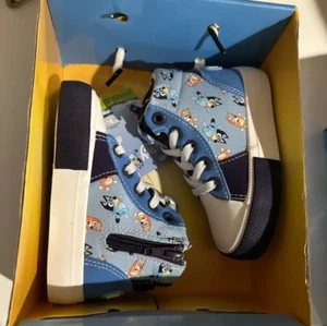 Toddler Boy & Girls Bluey High-Top Sneakers with Cartoon Pattern, Rubber Sole 9T - Picture 1 of 5