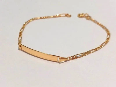 Bracciale bimbo/a con piastrina oro giallo 9 kt 375 % lunghezza cm 16 3+1 - Immagine 1 di 4