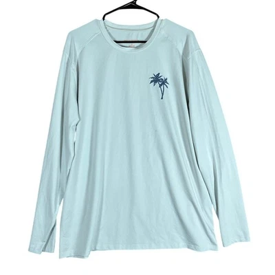 Camisa masculina Margaritaville cinza glaciar gola redonda UPF+50 manga longa elástica GG - Imagem 1 de 4