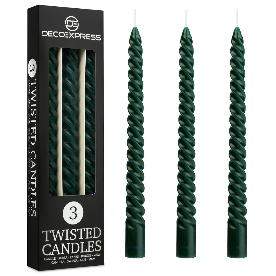 Deco Express 6 Hours Twisted Candles Pack Of 3 Romantic Festive Decor - Image 1 of 1