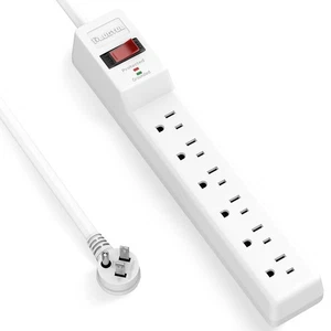 Power Strip Surge Protector 6FT, 6 Outlets, 980 Joules, Flat Plug Extension C... - Picture 1 of 7