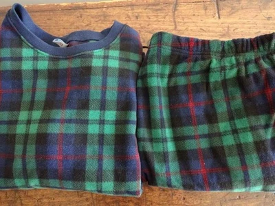 ANTIGUO CONJUNTO DE PIJAMA POLAR A CUADROS VERDE MARINO Tartán Cálido Acogedor Mujer XL Foto 1 de 4