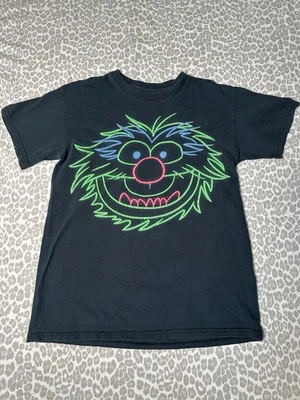 80-е Muppets винтажная футболка с животными мужская черная неоново-зеленая Jim Henson, маленькая - Изображение 1 из 3