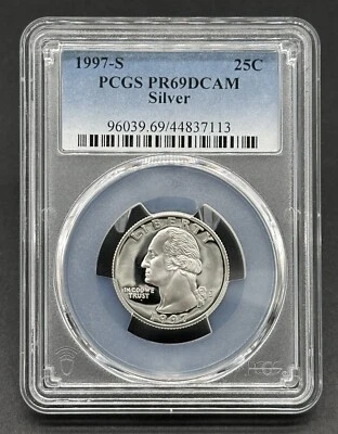 American silver coin 1997-S 25C Graded Washington Quarter PCGS PR69DCAM Proof - Image 1 of 2