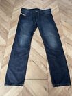 DIESEL BELTHER WASH OROS3 W34 L32 Regular Slim-Tapered JEANS TROUSERS  BLUE VGC