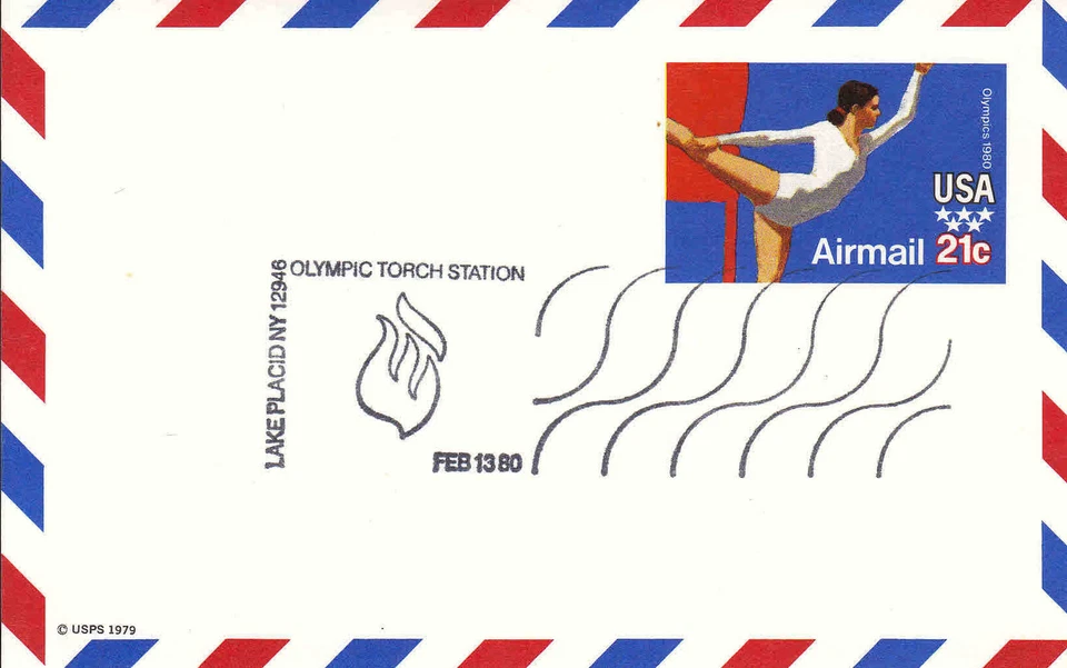 Lake Placid XIII Winter Olympics 1980 Sc# UXC18  w/ Pictorial Cancel Opening day - image 1 of 1