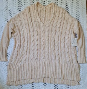 NUEVO FREE PEOPLE Suéter Mujer Champagne Talla S Tejido De Gran Tamaño $128 - Imagen 1 de 14