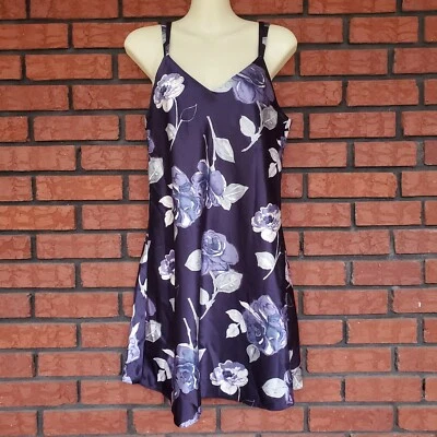 Vestido sin Mangas Ivy & Annabelle Intimates Para Mujer S Azul Floral Satén Chemise DEFECTUOSO Foto 1 de 4