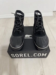 Sorel Cheyanne Metro Lace WP Waterproof Black boots shoes - size 9 mens - NEW - Picture 1 of 6