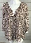 New Maurice's Women's Leopard Print High Low Blouse Top Size 0 3/4 Sleeves A4003