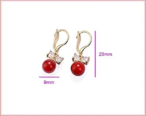 Stud Earrings Gold With Rustic Red Ruby And Stones Cubic Zirconia - Picture 1 of 1