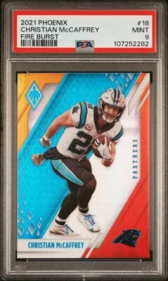 Christian McCaffrey 2021 Panini Phoenix Fire Burst #18 PSA 9 - Image 1 of 2