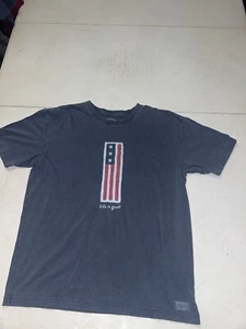 AMERICAN FLAG LIFE IS GOOD PATRIOTIC T-SHIRT STONE BLUE SIZE M - Picture 1 of 4