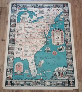 VINTAGE Harper & Brothers MAP of the EASTERN UNITED STATES 1929 ULTRA RARE - Picture 1 of 19
