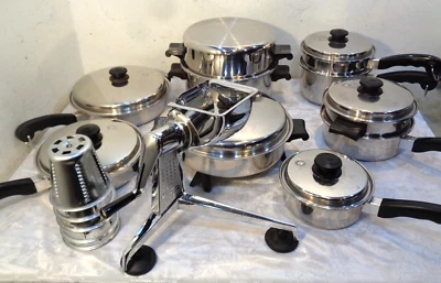 Enorme juego de utensilios de cocina de colección 32 piezas Saladmaster 18-8 Tri Clad sartén eléctrica ¡limpio! Foto 1 de 4