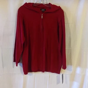 Neuer roter Damenpullover mit Kapuze und Reißverschluss von Alyx Größe XL - Bild 1 von 10
