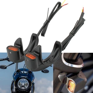 Black Orange LED Turn Signal Light Lamp For Harley Sportster Dyna 39-41mm - Imagen 1 de 16