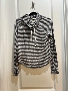 Hollister Blue Striped Cowl Neck Round Hem Top Small Armpit To Armpit 20” - Picture 1 of 6