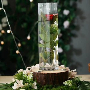 12 pcs 14-Inch tall Clear Glass Square Block Vases Centerpieces Wedding Supplies - Picture 1 of 9