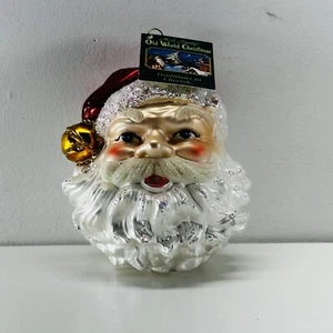 OWC Alte Welt Weihnachten große Jingle Bell Weihnachtsmann Kopf Ornament 4,25" handgeblasen - Bild 1 von 6