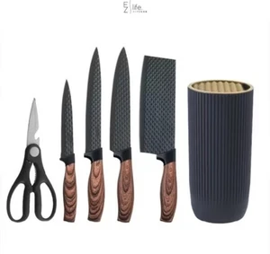 EzLife Set Coltelli 6 in 1 Pezzi Acciaio Inox NUOVO Porta Coltelli da Cucina - Spedizione Exp - Foto 1 di 8