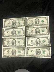 8 Consecutive Uncirculated Series 2013 $ 2 Dollar Bills. Bank Of  Atlanta - Picture 1 of 1