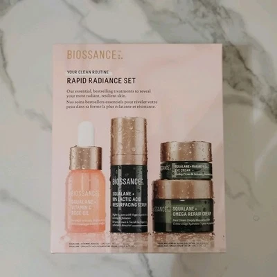 Biossance Clean Routine JUEGO DE RESPLANDOR RÁPIDO 4 piezas Aceite de Rosa, Suero, 2 Cremas NUEVO❗ Foto 1 de 3