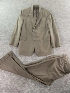 Brooks Brothers Suit 46 L Taupe Wool Nailhead Designer Jacket Pants Set 38x32 - Picture 1 of 23